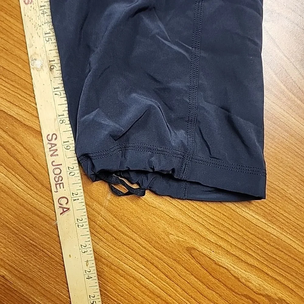 Lululemon Wide Leg Capri Yoga Pants Ankle Drawstring Back Pocket Sz 8 Black/Pink